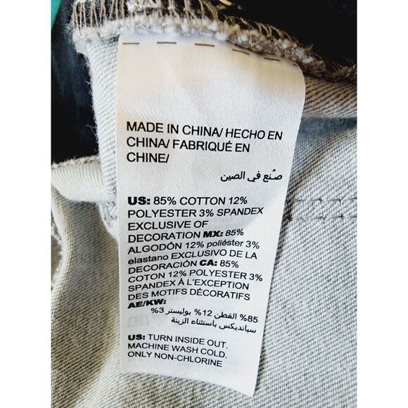 Chico's 3 Jeans Gray Black Polka Dot Taper Leg Zip Button XL Stretch 5 Pocket - Picture 7 of 7